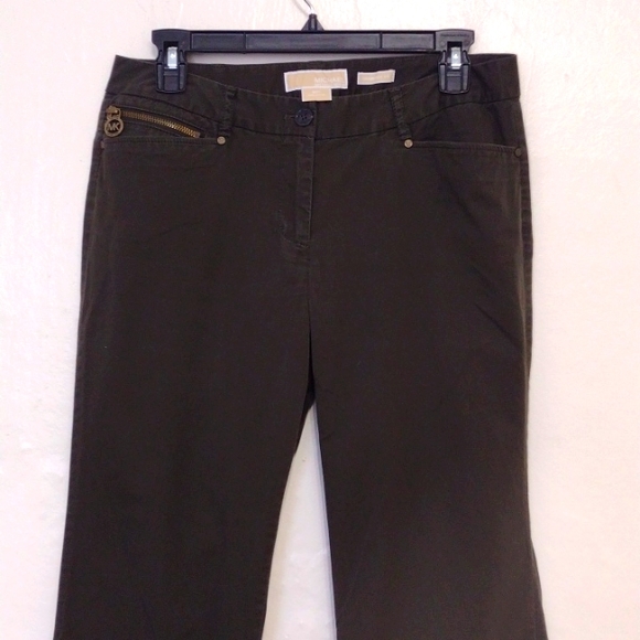 Michael Kors Army Green Gramercy Fit Flare Ankle Pants Size 8p - Picture 2 of 11